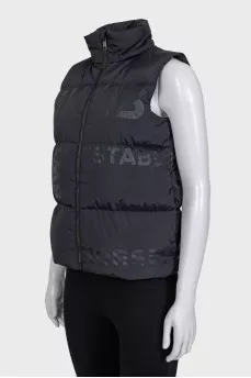 Down vest with logo print