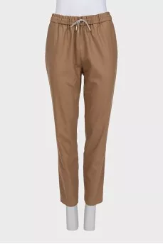 Tapered-fit wool trousers with drawstrings