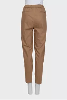 Tapered-fit wool trousers with drawstrings