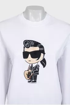 White sweatshirt with a patch