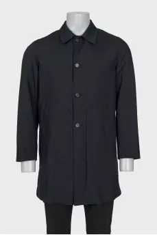 Men's black wool and cashmere coat