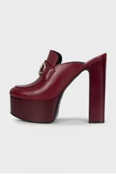 Leather mules with high soles and heels