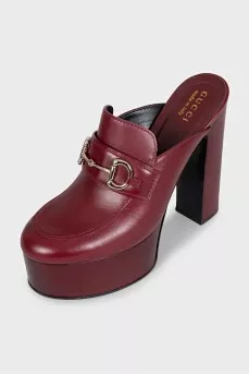 Leather mules with high soles and heels