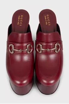 Leather mules with high soles and heels