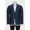 Men's blue blazer with contrast trim