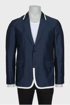 Men's blue blazer with contrast trim