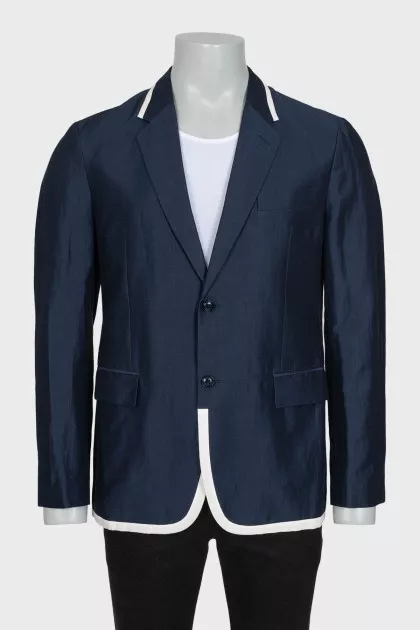 Men's blue blazer with contrast trim