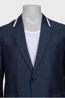 Men's blue blazer with contrast trim