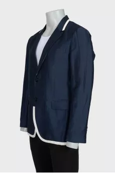 Men's blue blazer with contrast trim