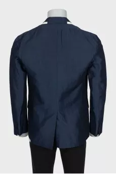 Men's blue blazer with contrast trim