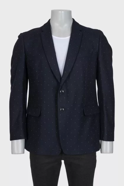 Men's black printed wool jacket