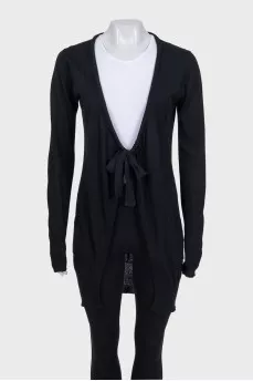 Black cardigan with tie