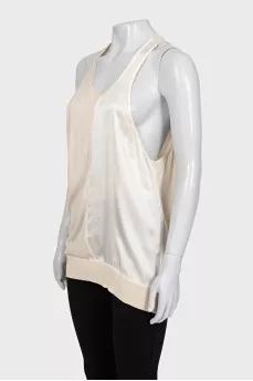 Beige silk T-shirt