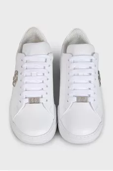 Men's white leather sneakers with tag