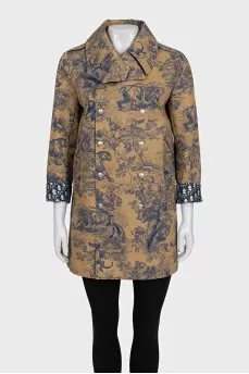 Brown printed raincoat