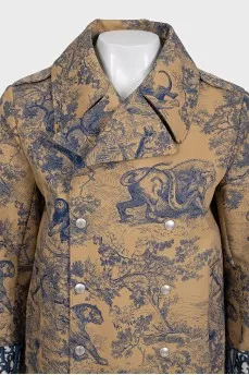 Brown printed raincoat