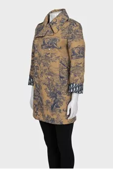 Brown printed raincoat