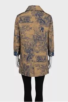 Brown printed raincoat