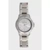 Silver watch with folding bracelet