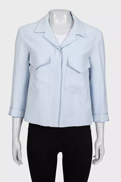 Linen blue button-down jacket