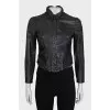 Slim-fit black leather jacket