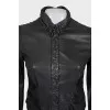 Slim-fit black leather jacket