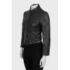 Slim-fit black leather jacket