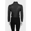 Slim-fit black leather jacket