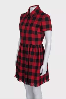 Red checkered wool dress