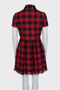 Red checkered wool dress
