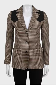Fitted wool jacket with print
