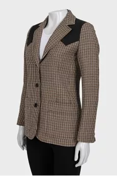 Fitted wool jacket with print