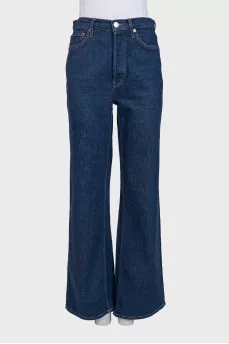 High-waisted wide-leg jeans with buttons