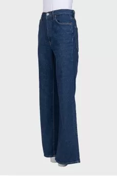 High-waisted wide-leg jeans with buttons