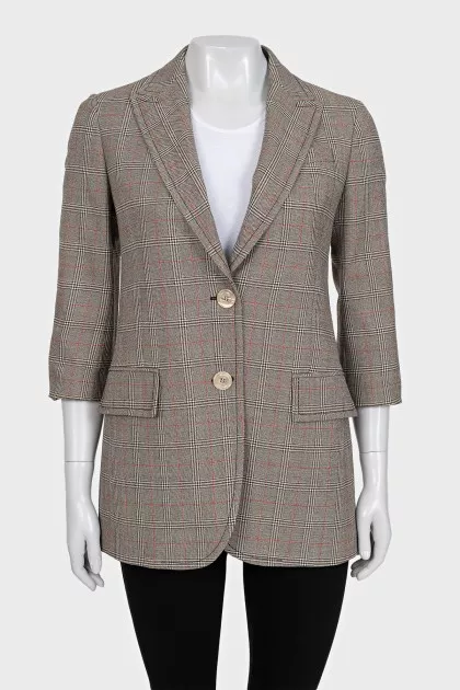 Gray checkered button-down jacket