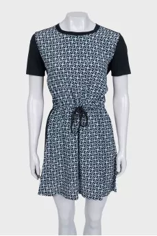 Black dress with printed silk insert