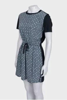 Black dress with printed silk insert