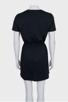 Black dress with printed silk insert