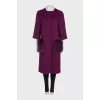 Straight-cut wool coat with fur pockets