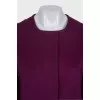 Straight-cut wool coat with fur pockets