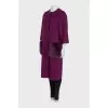 Straight-cut wool coat with fur pockets