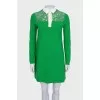 Green dress with a lace collar