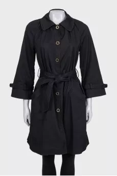 Black fitted coat with belt