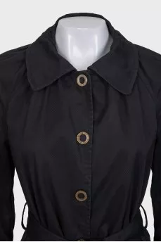 Black fitted coat with belt