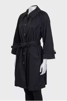 Black fitted coat with belt