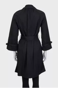 Black fitted coat with belt