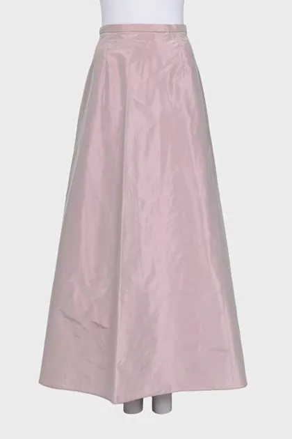 Flared silk maxi skirt
