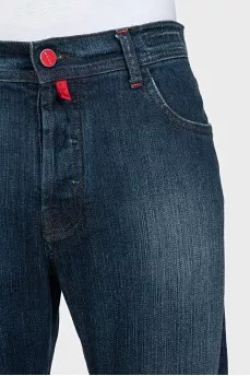 Men's blue jeans with bright buttons