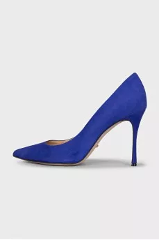 Blue suede pumps