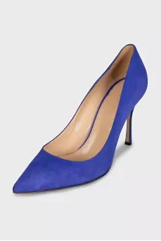 Blue suede pumps